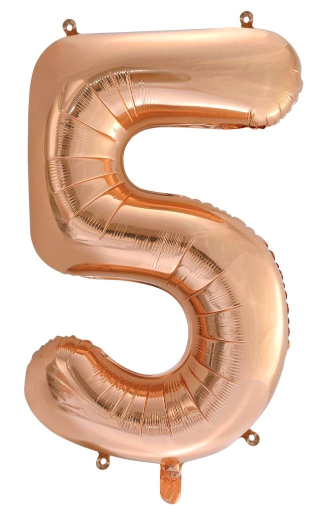 Buy Rose Gold Foil Balloon Number #5 (34inch) at NIS Packaging & Party Supply Brisbane, Logan, Gold Coast, Sydney, Melbourne, Australia
