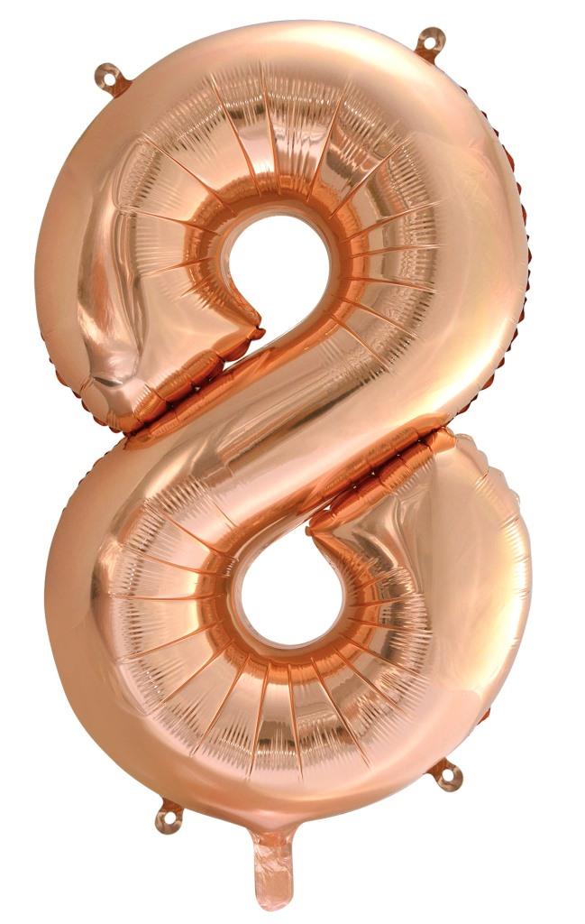 Buy Rose Gold Foil Balloon Number #8 (34inch) at NIS Packaging & Party Supply Brisbane, Logan, Gold Coast, Sydney, Melbourne, Australia