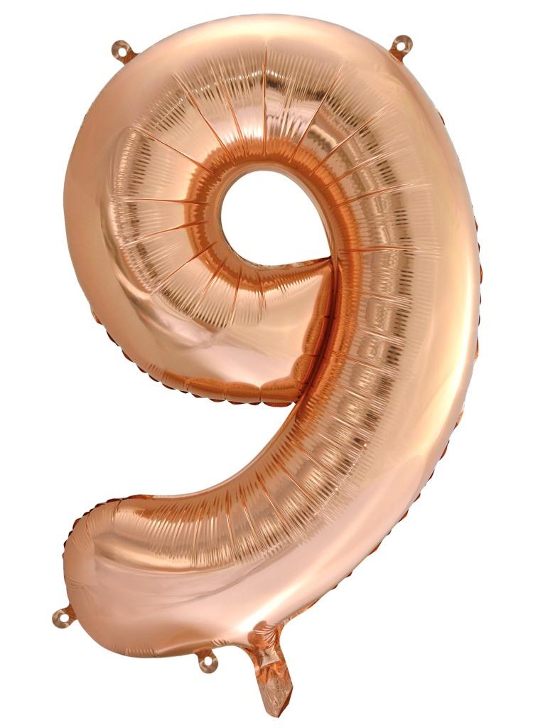 Buy Rose Gold Foil Balloon Number #9 (34inch) at NIS Packaging & Party Supply Brisbane, Logan, Gold Coast, Sydney, Melbourne, Australia