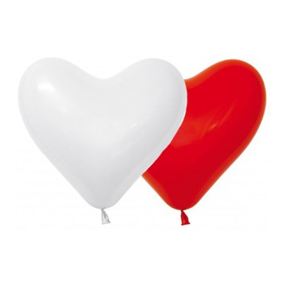 SEMPERTEX 28CM HEARTS FASHION RED & WHITE LATEX BALLOONS, 12PK NIS Traders