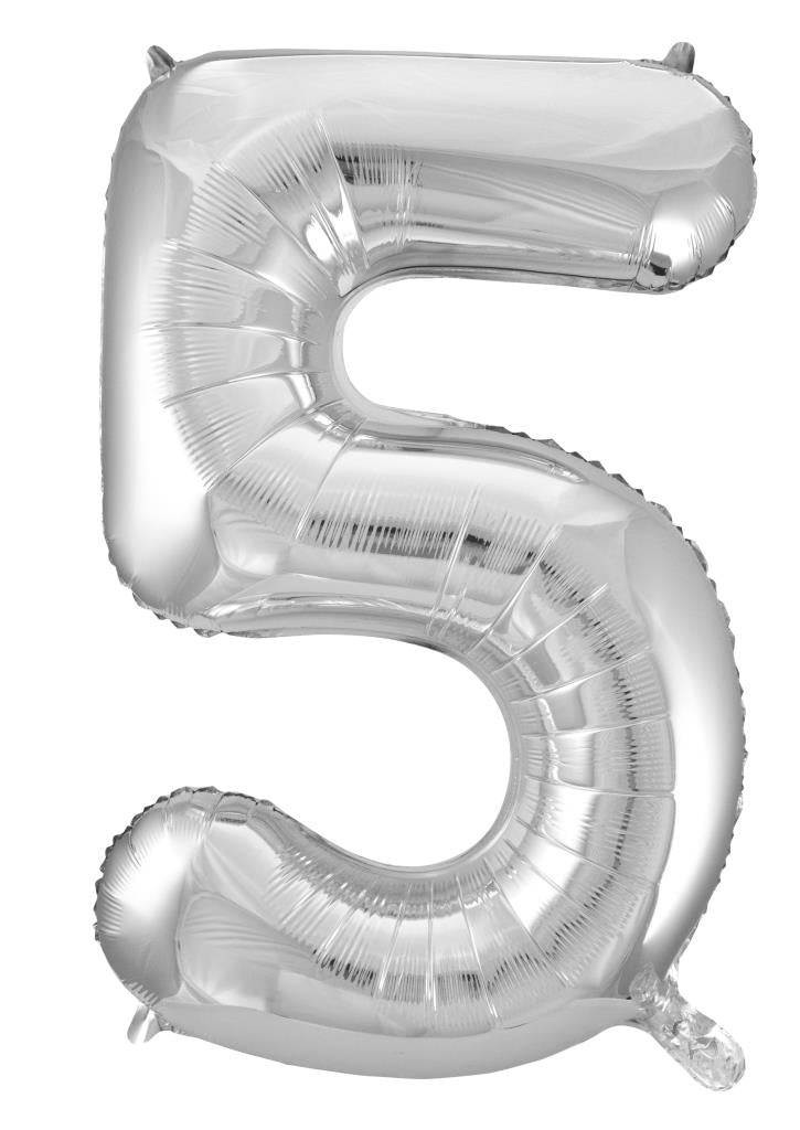Buy Silver Foil Balloon Number #5 (34inch) at NIS Packaging & Party Supply Brisbane, Logan, Gold Coast, Sydney, Melbourne, Australia