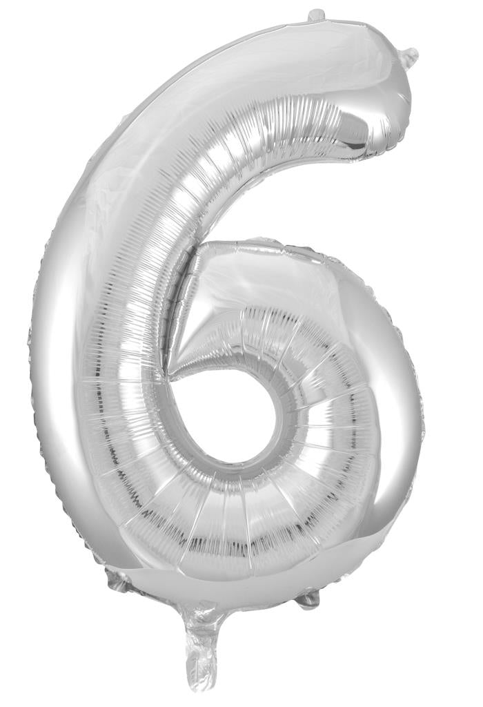 Buy Silver Foil Balloon Number #6 (34inch) at NIS Packaging & Party Supply Brisbane, Logan, Gold Coast, Sydney, Melbourne, Australia