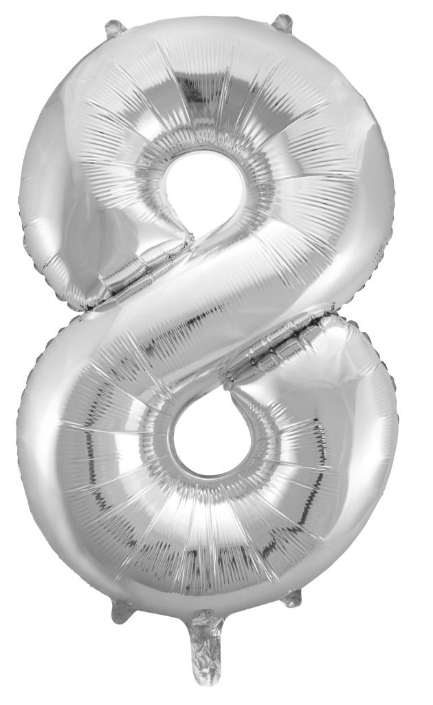 Buy Silver Foil Balloon Number #8 (34inch) at NIS Packaging & Party Supply Brisbane, Logan, Gold Coast, Sydney, Melbourne, Australia