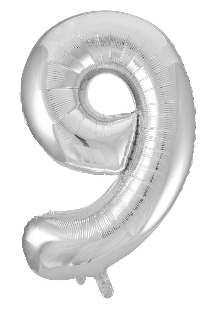 Buy Silver Foil Balloon Number #9 (34inch) at NIS Packaging & Party Supply Brisbane, Logan, Gold Coast, Sydney, Melbourne, Australia