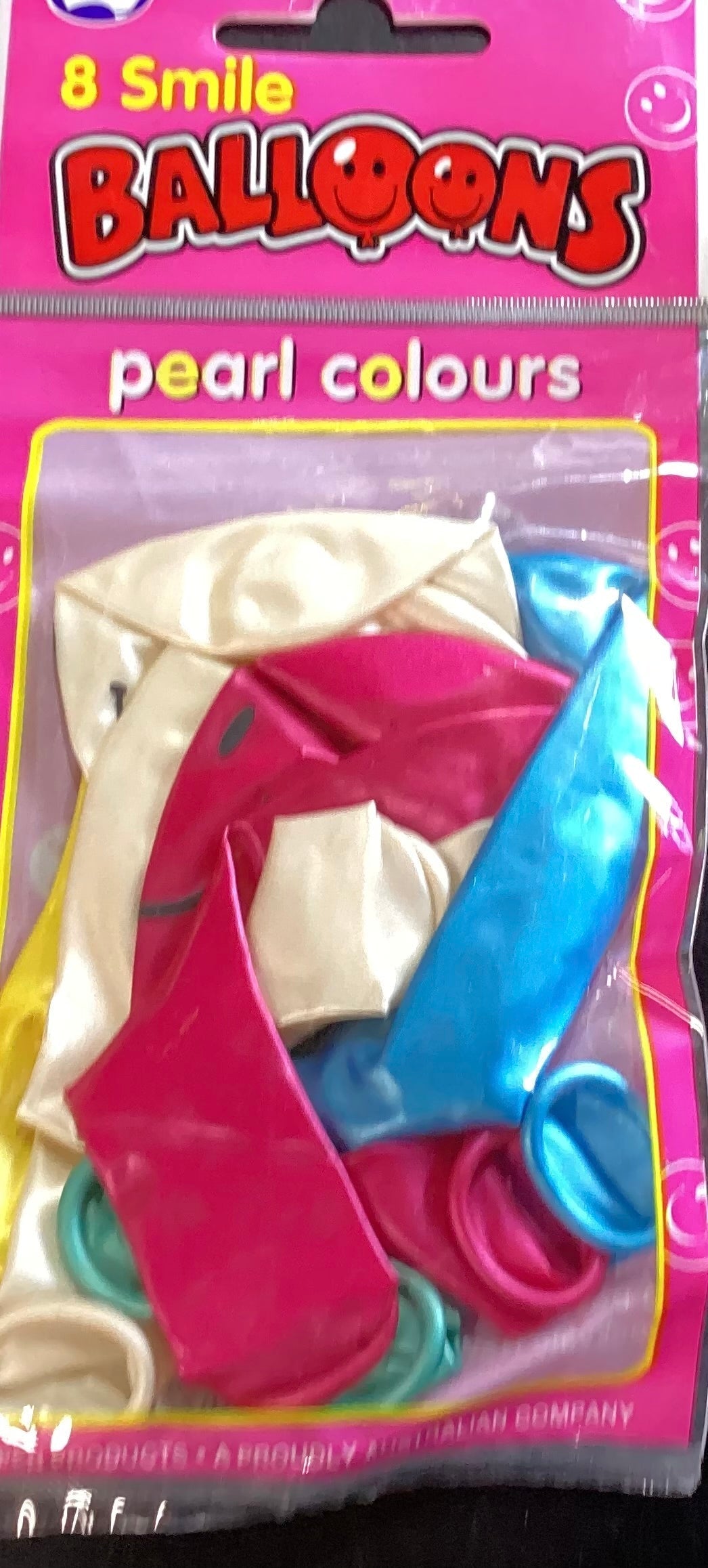 Smile Balloon Pearl Assorted Colors 8pk NIS Traders