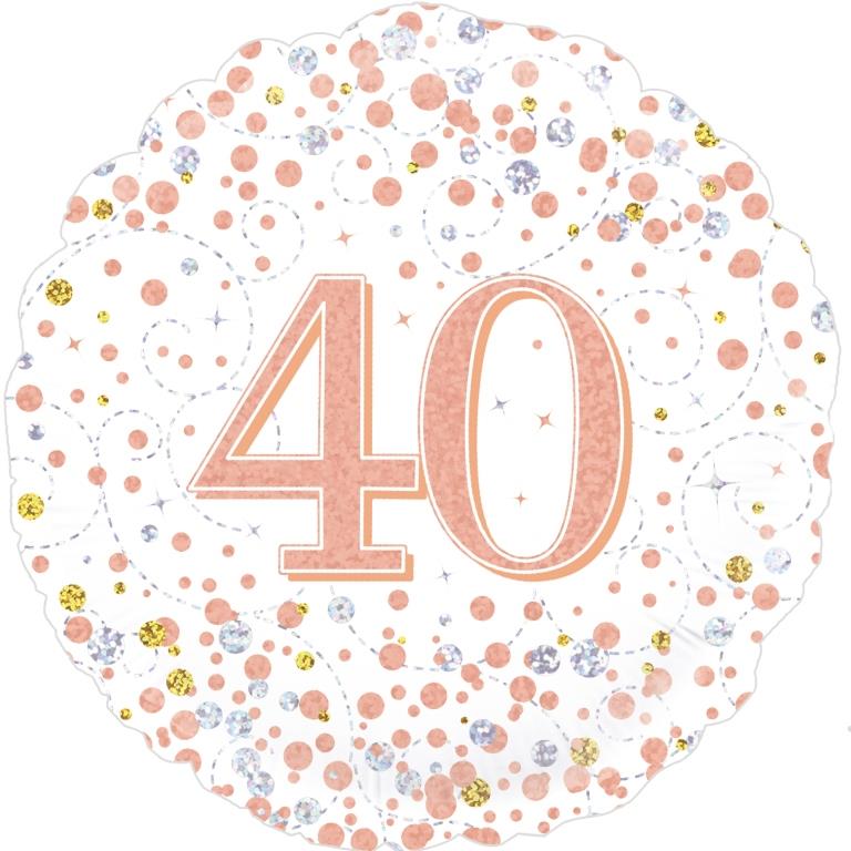 Buy Sparkling Fizz Rose Gold 40 Birthday Round Foil Balloon at NIS Packaging & Party Supply Brisbane, Logan, Gold Coast, Sydney, Melbourne, Australia