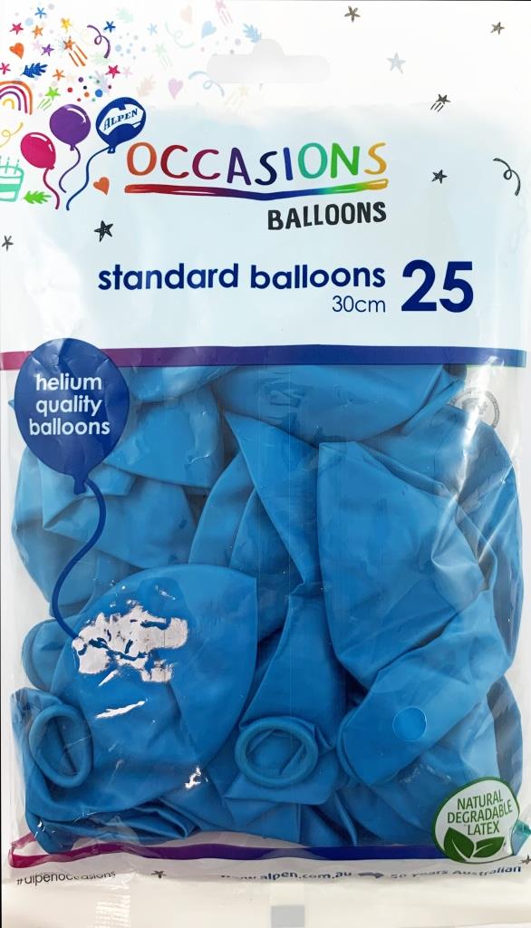 Buy Standard Blue 30cm Balloons at NIS Packaging & Party Supply Brisbane, Logan, Gold Coast, Sydney, Melbourne, Australia