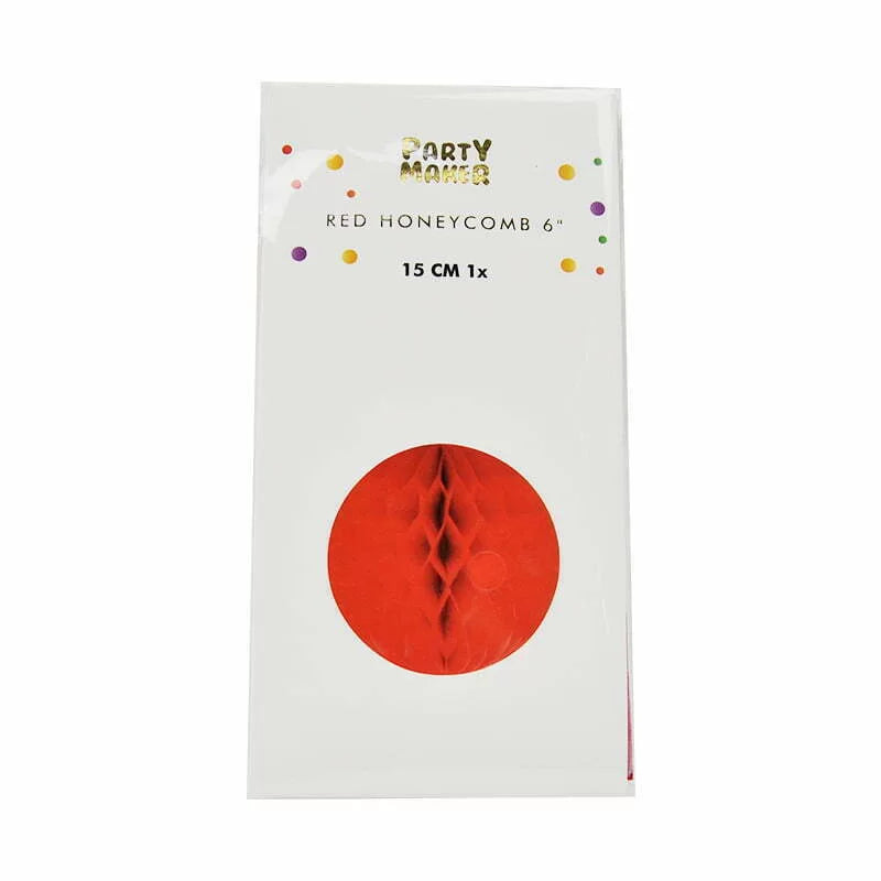 Honeycomb Decoration- RED 1pc  6"15cm