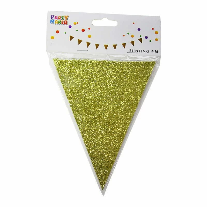 Gold Shiny Glitter Bunting 4m