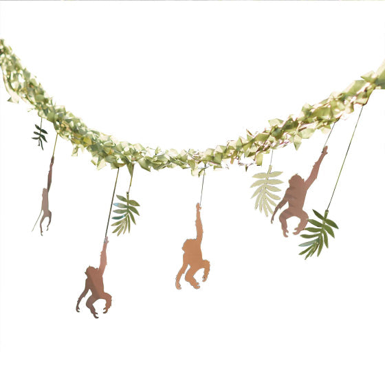WILD JUNGLE BACKDROP HANGING MONKEY & LEAF JUNGLE BACKDROP