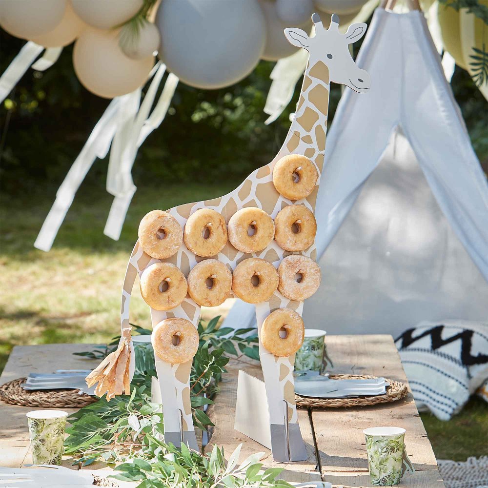WILD JUNGLE TREAT STAND GIRAFFE SHAPED DONUT STAND WITH TISSUE TASSEL TAIL