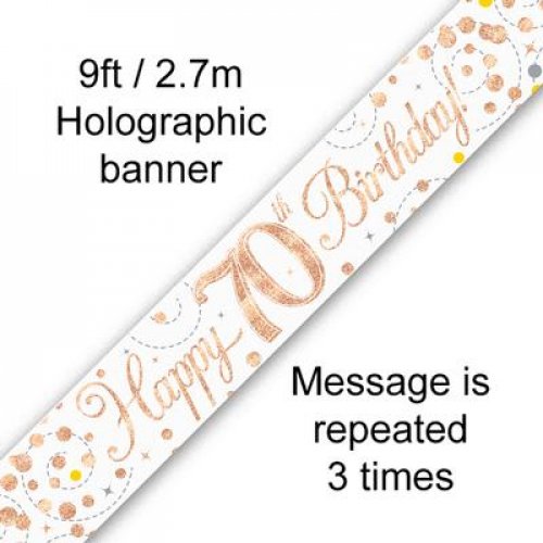 Sparkling Fizz Rose Gold Banner 2.7m 70th Bday
