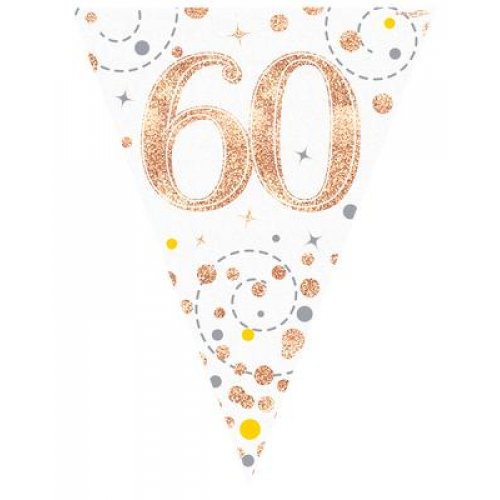 Sparkling Fizz Rose Gold Flag Bunting 3.9m 60 1pc
