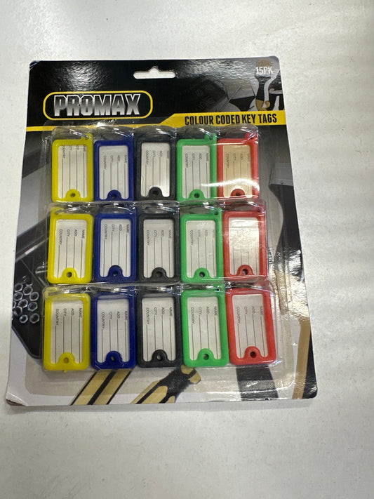Colour Coded Key Tags 15 pk