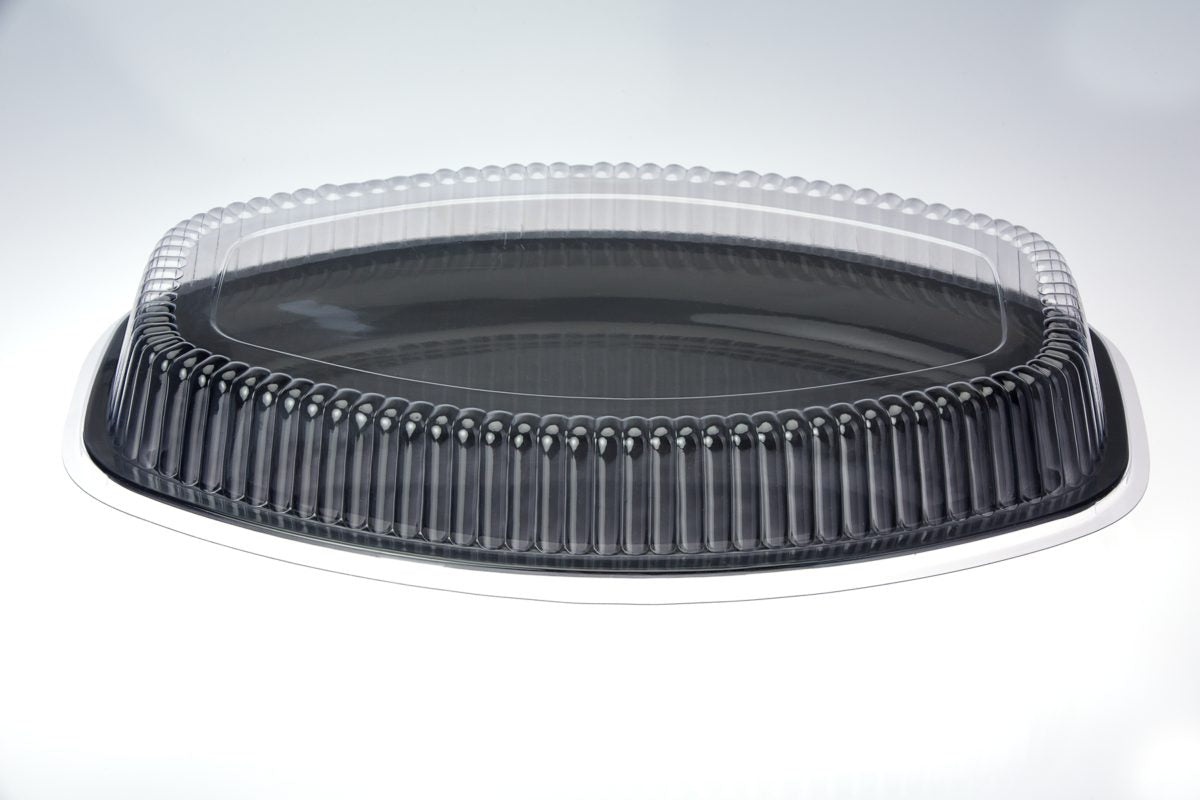 16" Black Oval Platter with clear Lid 1pc
