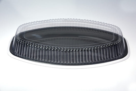 16" Black Oval Platter with clear Lid 1pc