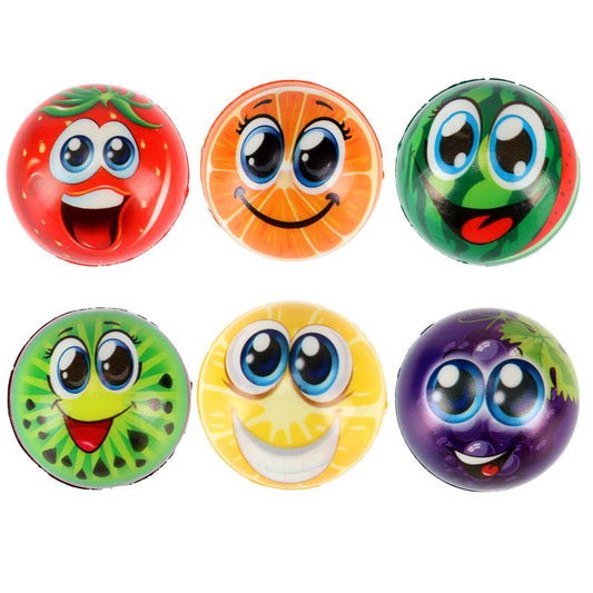 Squeeze Me Smiley Fruit Face Stress Ball - Ø6.3cm - 6 Assorted Designs & Colours