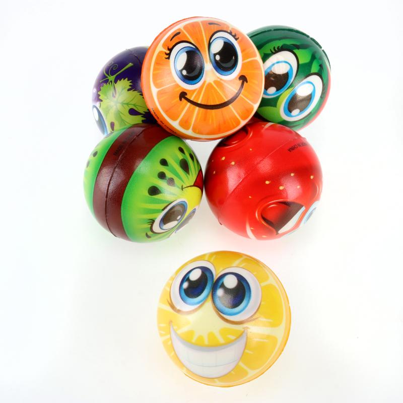 Squeeze Me Smiley Fruit Face Stress Ball - Ø6.3cm - 6 Assorted Designs & Colours