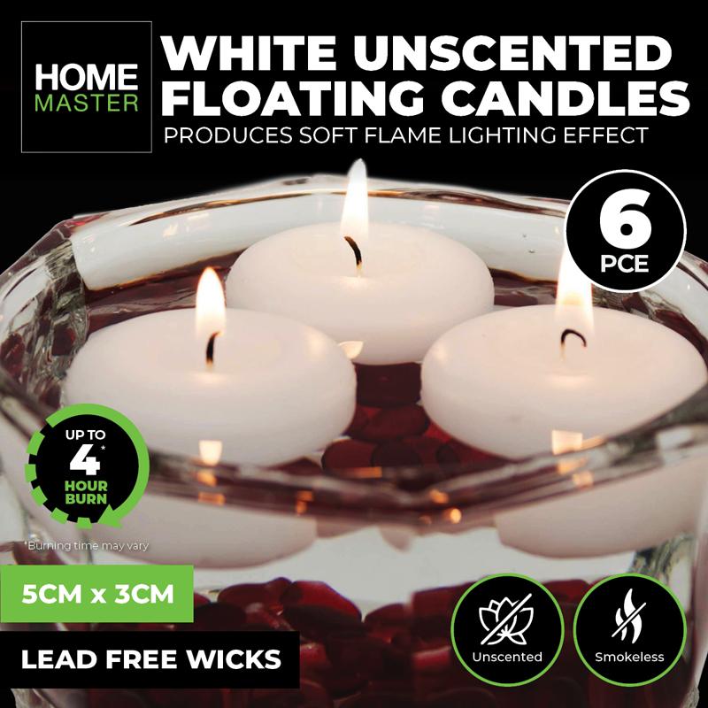 White Candle Floating Unscented 6pc