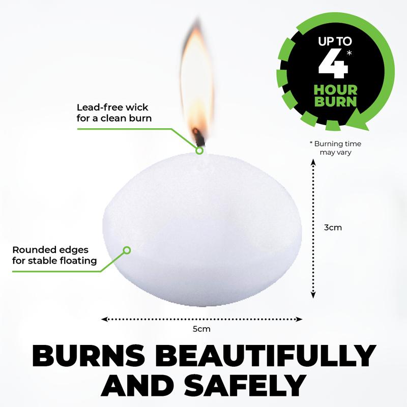 White Candle Floating Unscented 6pc