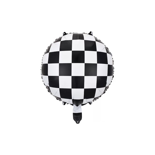 BLACK & WHITE CHECKERED FOIL BALLOON 1pc
