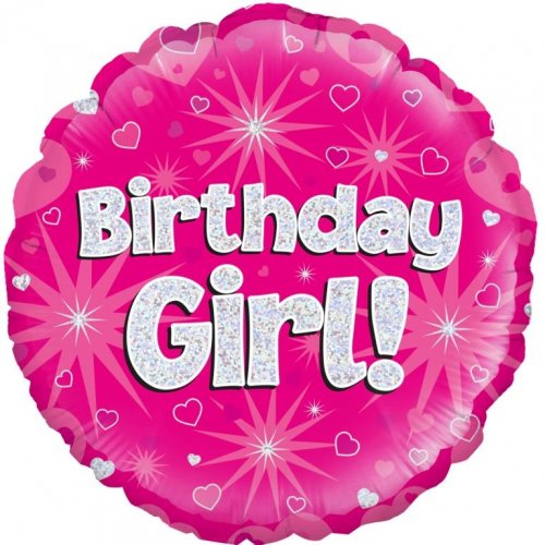 Birthday Girl Pink Round Shape Balloon