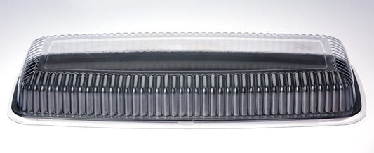 22" Black Rectangular Serving Platter with clear Lid 1pc