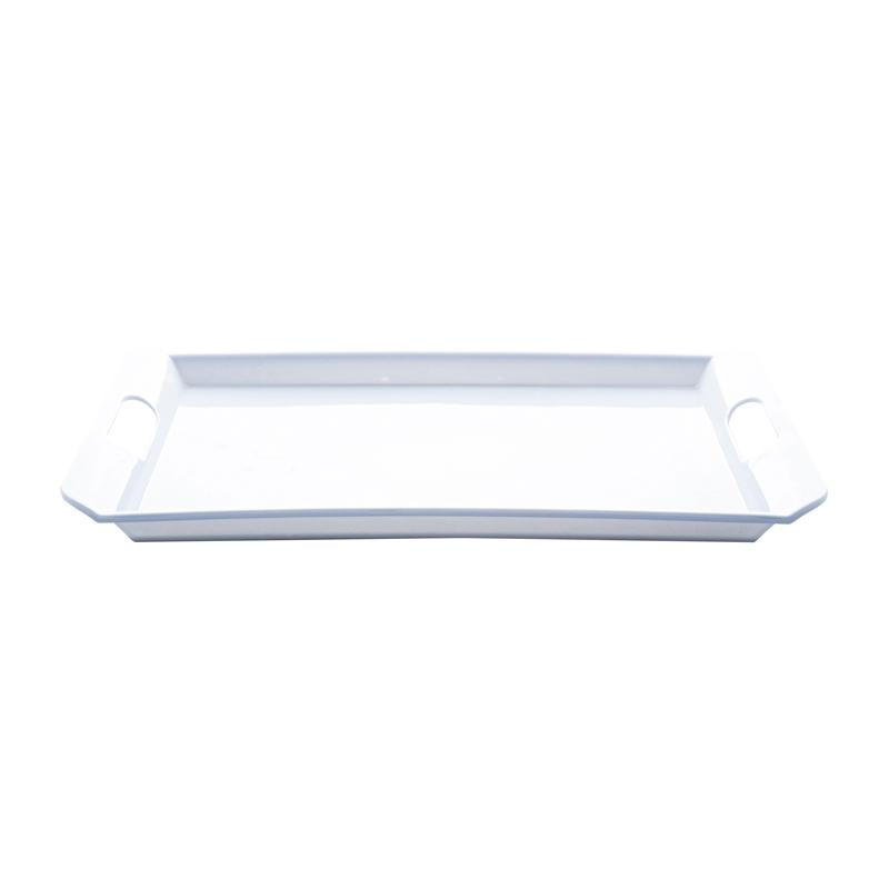 Melamine Tray with Built in Handles Rectangular 33cm x 22cm x 2cm - White