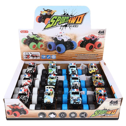 Friction Truck 4WD 8.5cm x 8cm x 7.5cm White, Black, Blue & Grey 1pc