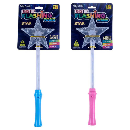 Light Up Wand Battery Operated LED Star 38.5cm x 12cm x 2.9cm Pink & Blue 3 Functions 4xAG13 Batteries Included