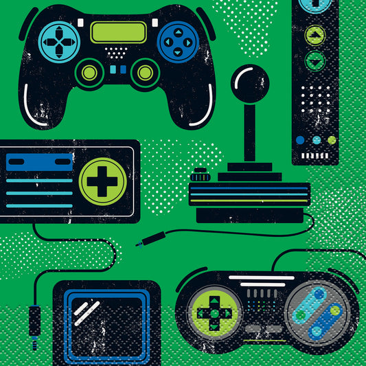 GAMER Birthday 16 Luncheon Napkins 2PLY 33CM X 33CM (13" X 13")