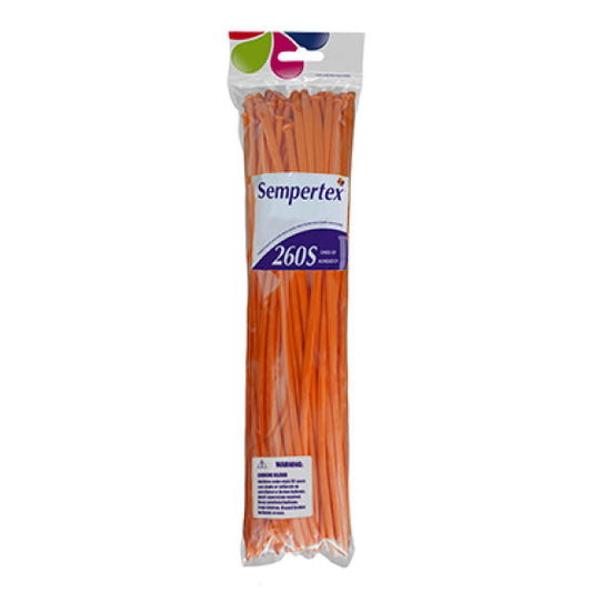 260T Fashion Orange Modelling Latex Balloons, 50PK NIS Packaging & Party Supply