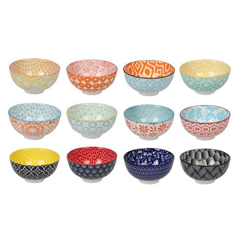 MOROCCAN DECO CERAMIC RICE BOWL 11.5X6CM 12 ASSTD 1pc