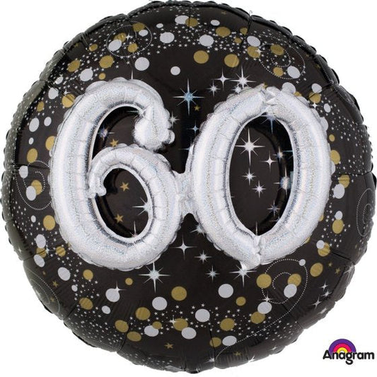 MULTI-BALLOON HOLOGRAPHIC SPARKLING BIRTHDAY 60 1pk