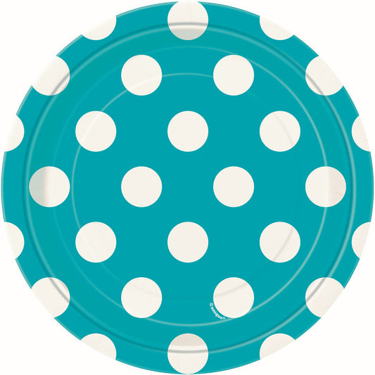 DOTS CARIBBEAN TEAL 18CM (7") PAPER PLATES 8pk