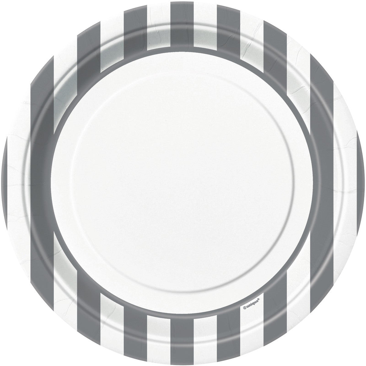 STRIPES SILVER 23CM (9") PAPER PLATES 8pk