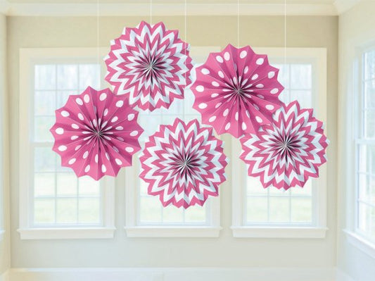 Swirl DECORATIONS PRINTED PAPER BRIGHT PINK 5pk 23cm