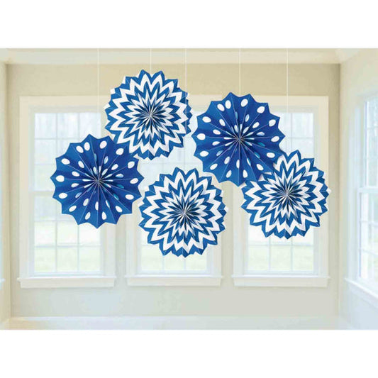 Swirl DECORATIONS PRINTED PAPER BRIGHT ROYAL BLUE 5pk 20cm