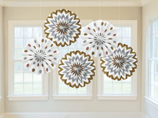 Swirl DECORATIONS PRINTED PAPER MIXED METALLIC 5pk 20cm