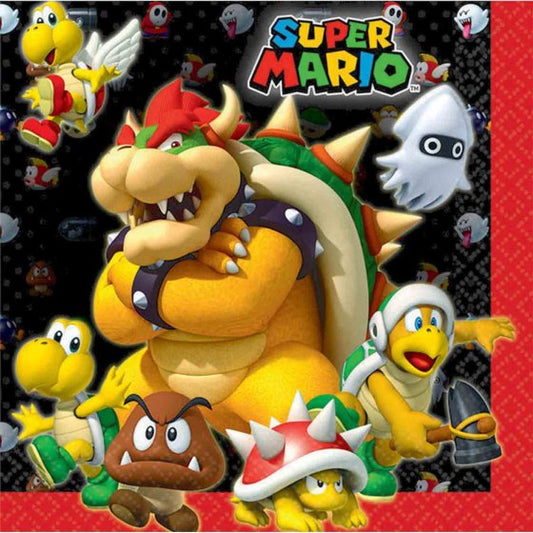 Super Mario Brothers Lunch Napkins 33cm x 33cm 16pk