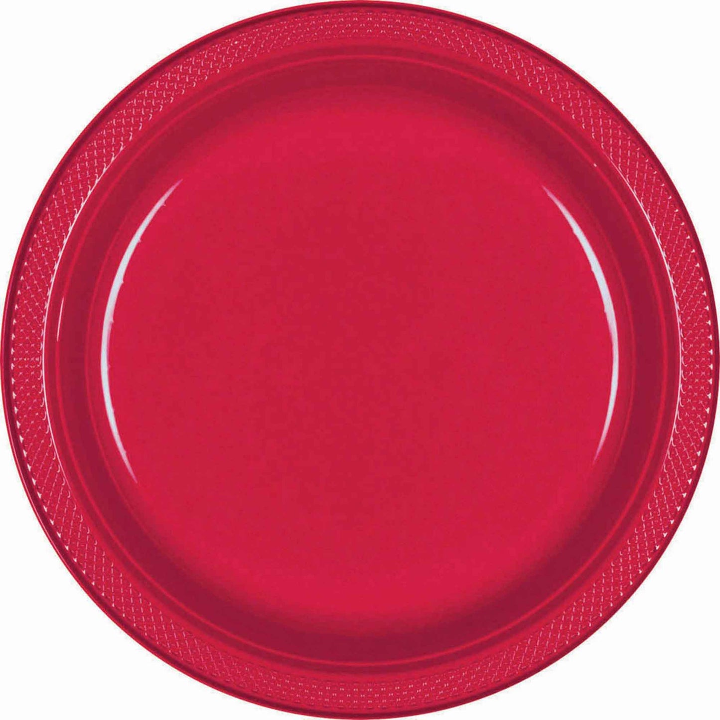 Plastic Round Plates (7"/17cm) 20pk-Apple Red