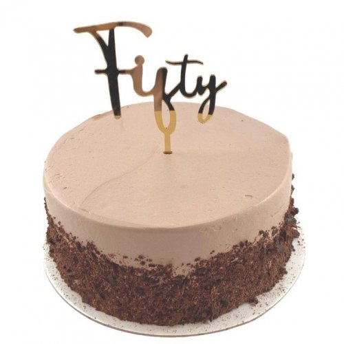 Cake Topper Acrylic 2mm Fifty Gold 1pc