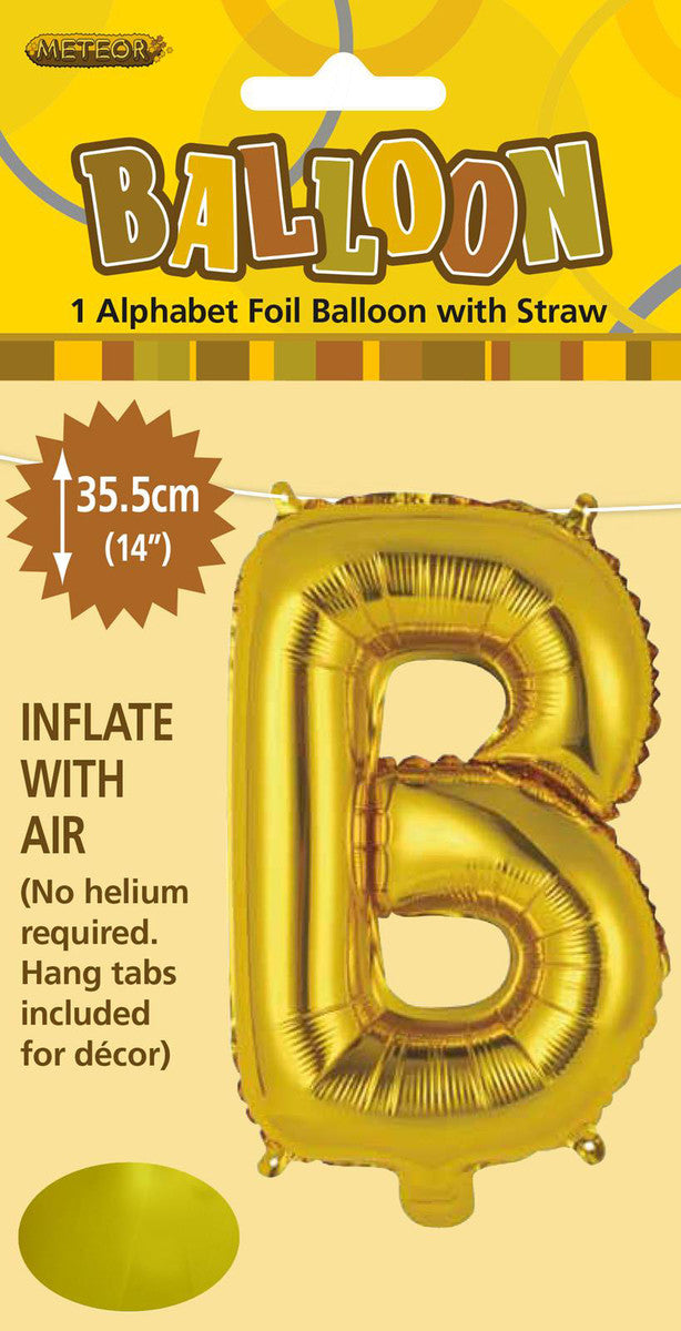 GOLD "B" ALPHABET FOIL BALLOON 35CM (14")