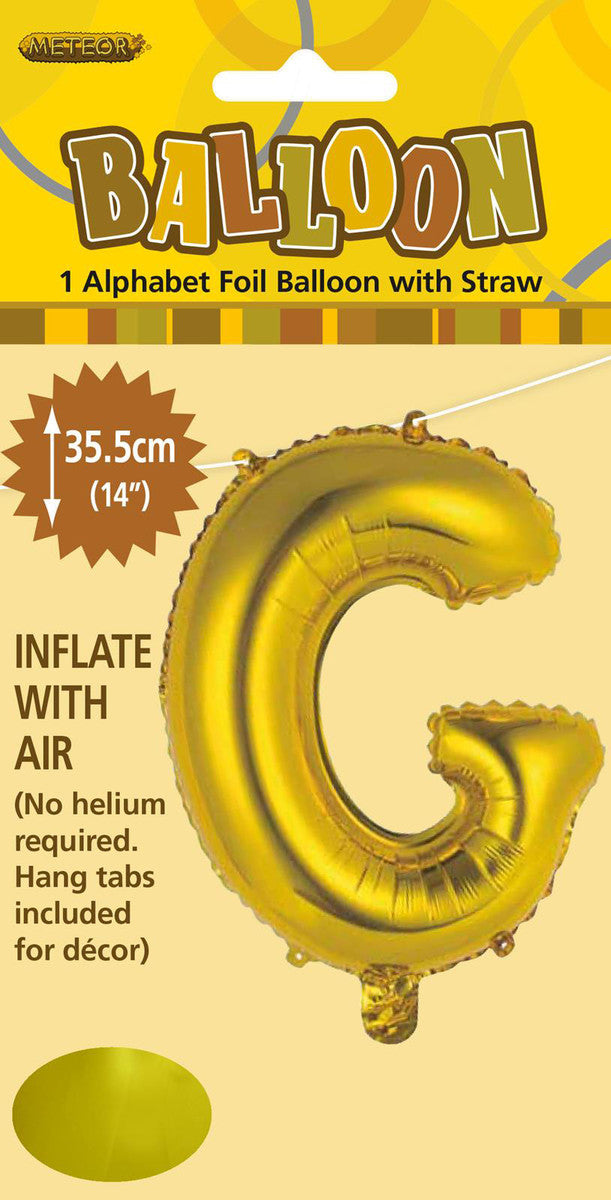 GOLD "G" ALPHABET FOIL BALLOON 35CM (14")