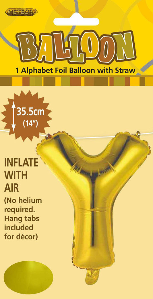 GOLD "Y" ALPHABET FOIL BALLOON 35CM (14")