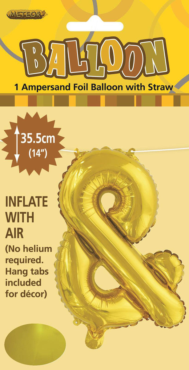 GOLD "&" ALPHABET FOIL BALLOON 35CM (14")