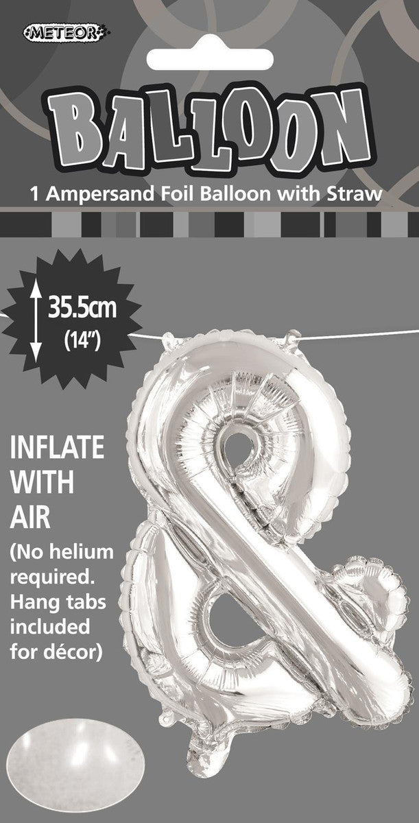 SILVER "&" ALPHABET FOIL BALLOON 35CM (14")