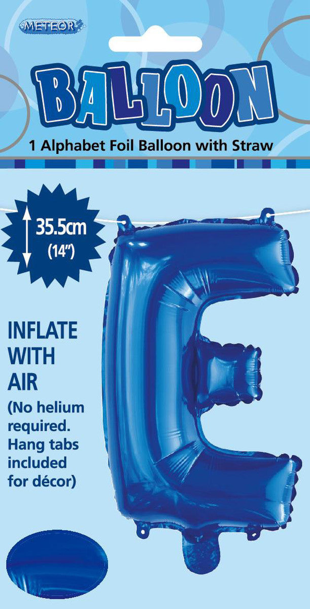 ROYAL BLUE "E" ALPHABET FOIL BALLOON 35CM (14")