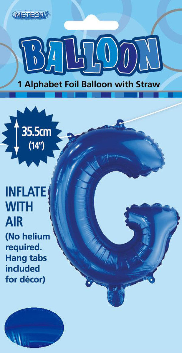 ROYAL BLUE "G" ALPHABET FOIL BALLOON 35CM (14")