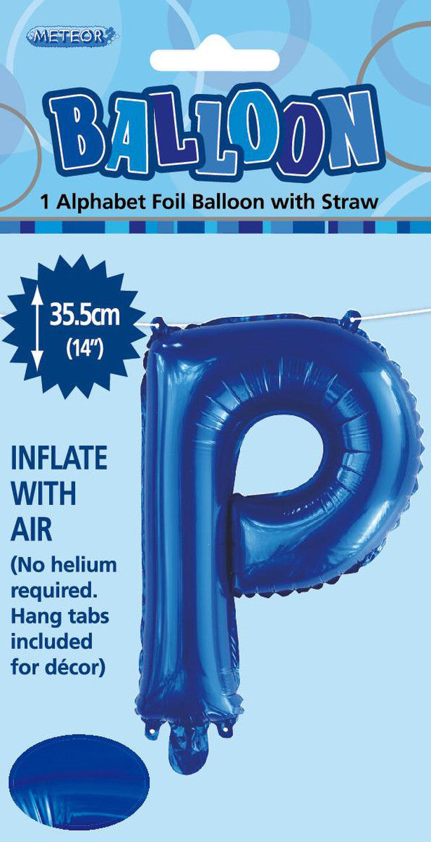 ROYAL BLUE "P" ALPHABET FOIL BALLOON 35CM (14")